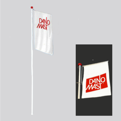 Glasfiberflagstang med jerntop til fast bannerarm